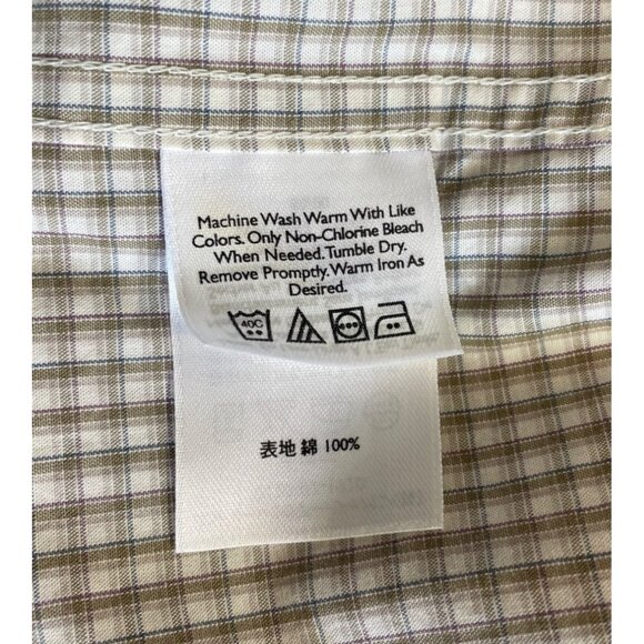 Eddie Bauer Relaxed Fit Brown & Blue Plaid Short Sleeve Button Down Mens Size XL - Picture 7 of 7